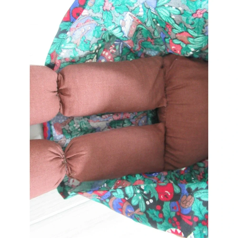 Gingerbread girl‎ plush rag doll green print holly berry dress probably handmade